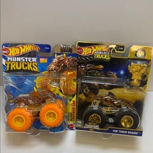 Monster Trucks with Orange and Gold Wheels